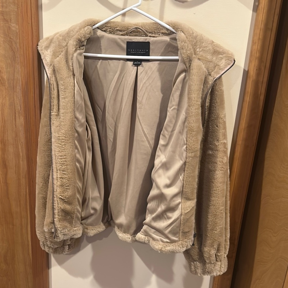Sanctuary Tan Teddy Jacket Plush Faux Fur - Picture 5 of 5